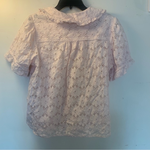 Pilcro The Keira Button-Front Blouse pink size XL cottagecore fairy lace - Picture 2 of 5